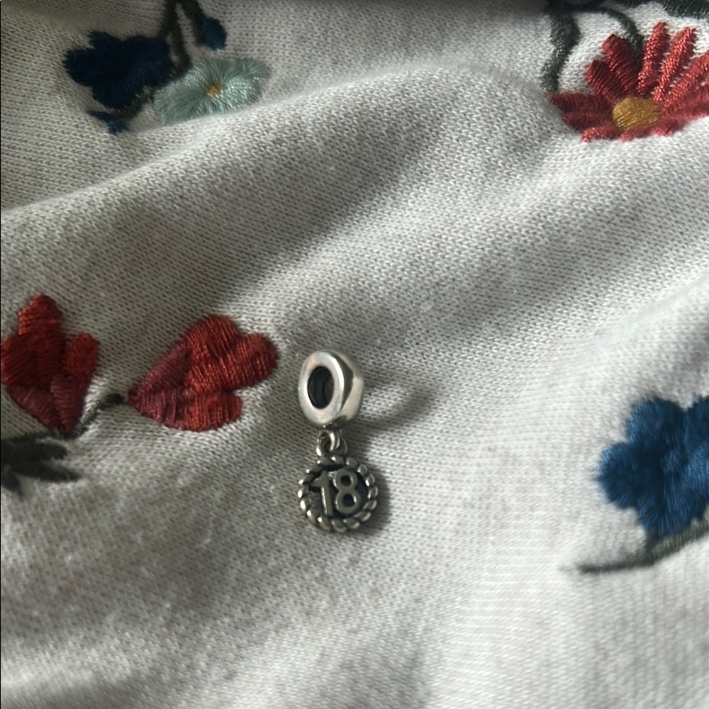 Pandora Silver '18' Charm Pendant